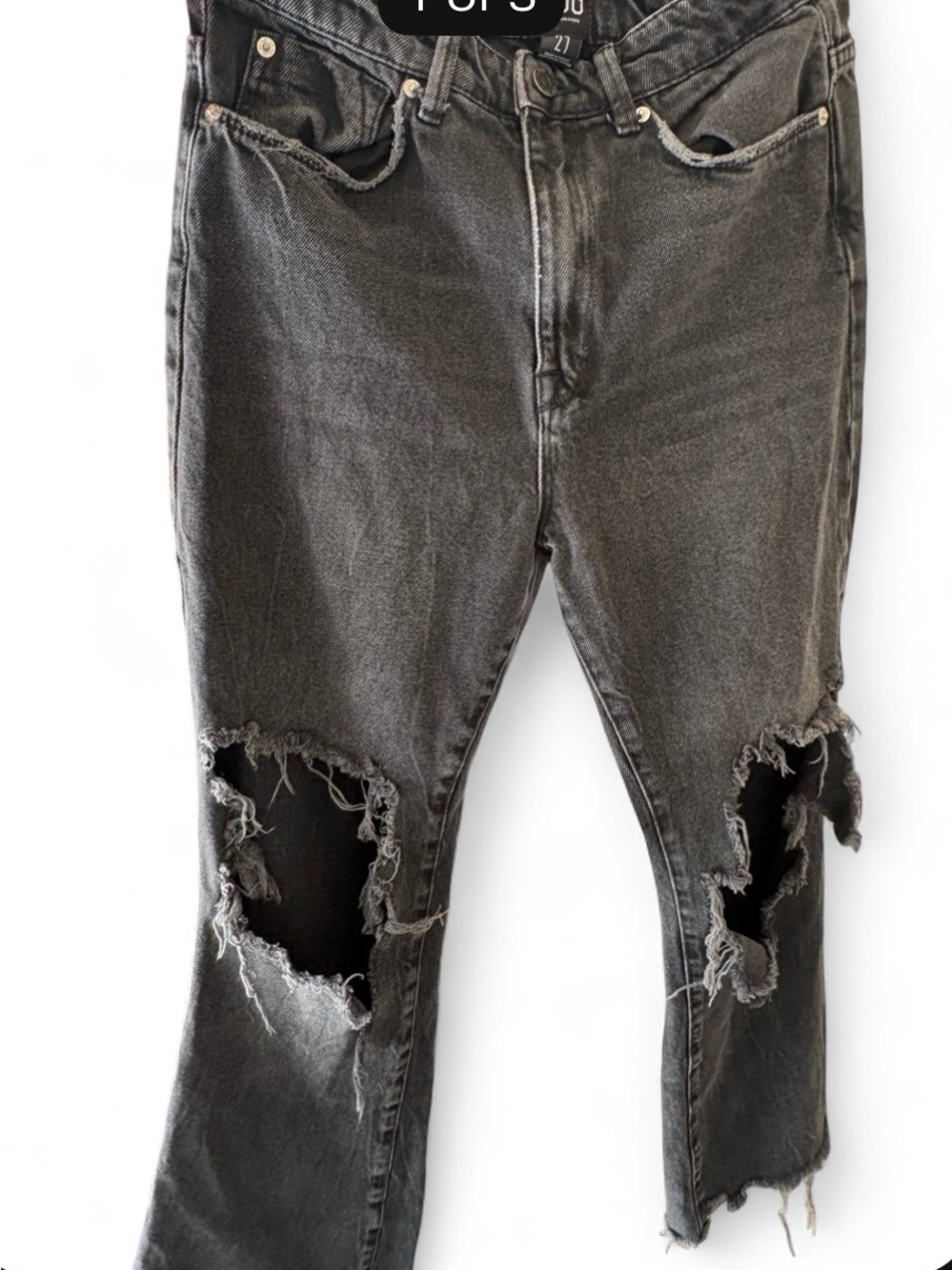 BDG Distressed Black-Grey Ankle Crop Jeans